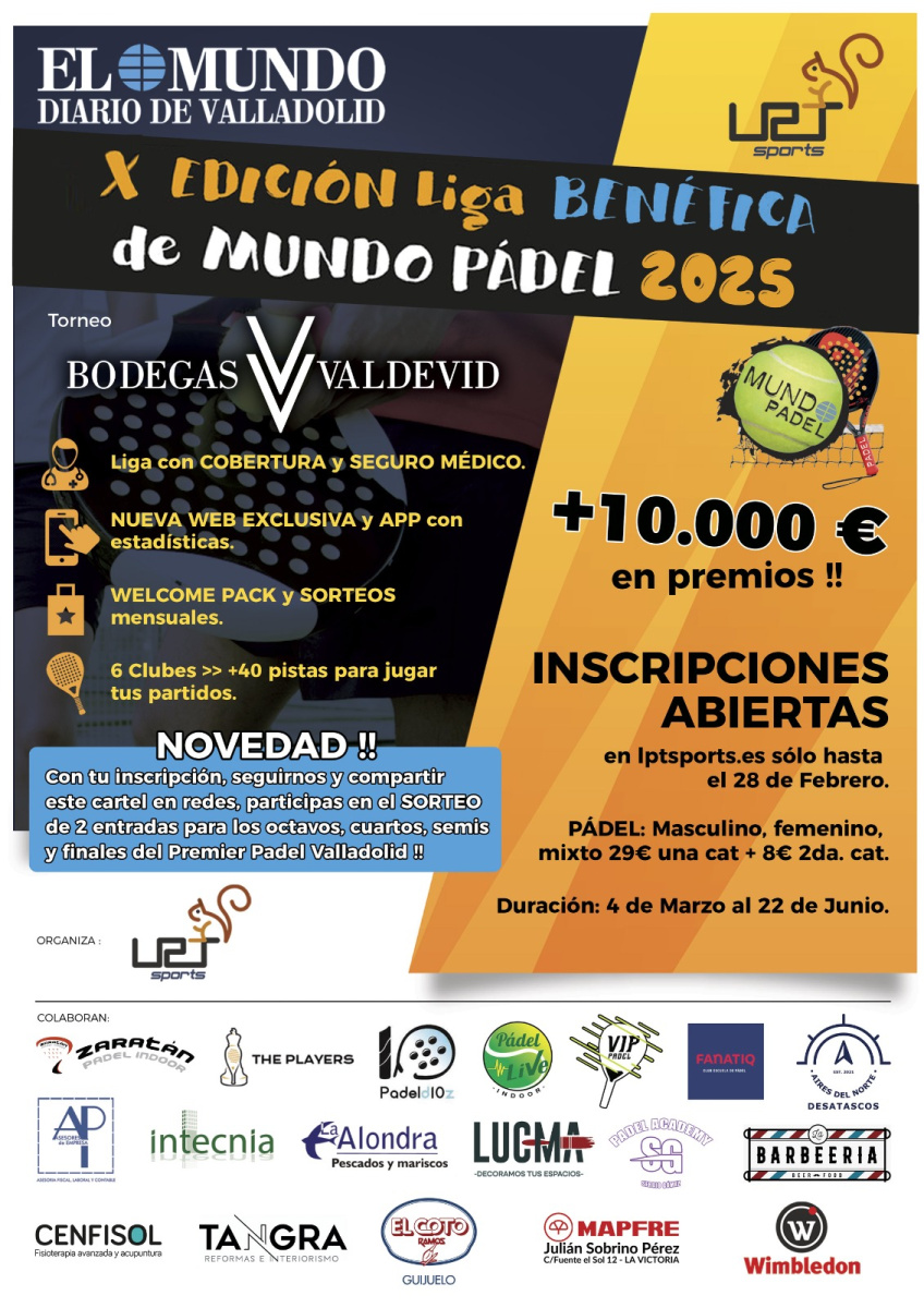  Abierto Plazo Inscripción Liga El Mundo Diario de Valladolid trofeo Bodegas Val de Vid